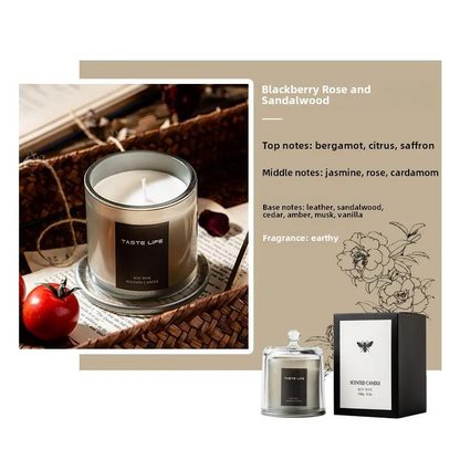 Scented Candle Essential Oil Soy Wax Luxury Glass Jar Home Fragrance Aromatherapy Lavender Rose