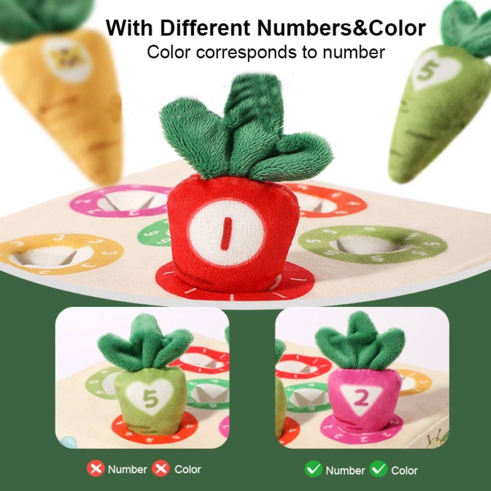 Baby Plush Cotton Montessori Pulling Toys Educational Radish Carrot Pull Toy Number Color Cognition Developing Game Kids