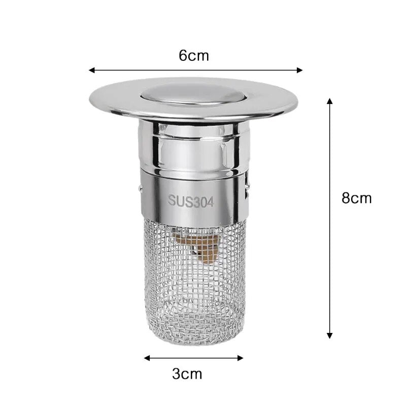 Stainless Steel Washbasin Plug Drain Filter Strainer Anti Odor Pop Up Core Stopper Hair Catcher Sink