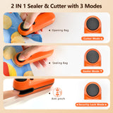 2IN1 Mini Heat Bag Sealing Cutter Machine Hand Sealer Food Resealer Device Seal Store Snack Plastic Bag USB Charging