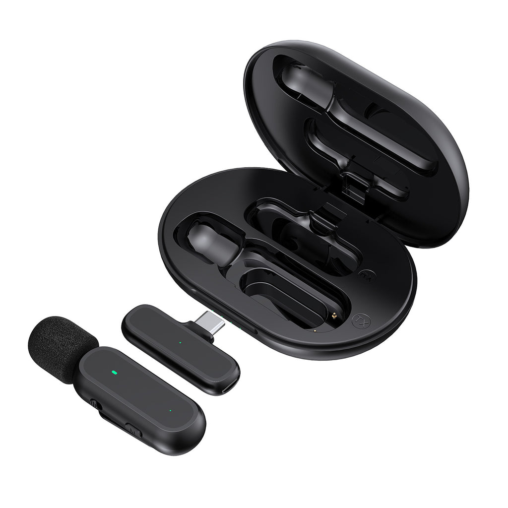 Wireless Lavalier Microphone With Charging Box Case Audio Video Recording Bluetooth Lapel Mic for i-Phone Android Vlog