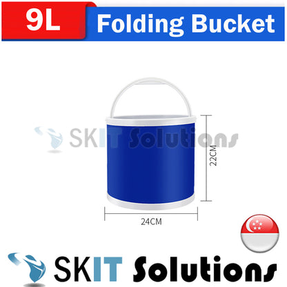 20L/13L/11L/9L Round Folding Water Pail Bucket Foldable Barrel Dish Tub Car Washing Fishing Camping Mopping Gardening