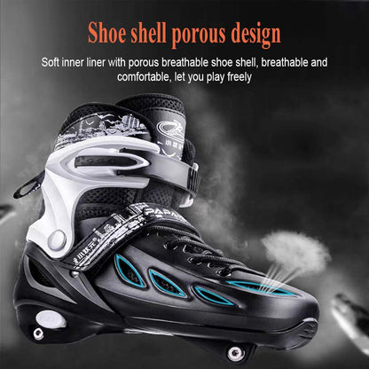 PAPAISON XZY-309 4-Wheels Quad Roller Skates Blade Scooter Double Row Skating Hard Boot Kids Adults