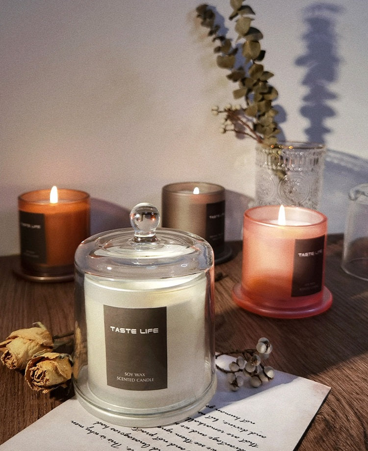 Scented Candle Essential Oil Soy Wax Luxury Glass Jar Home Fragrance Aromatherapy Lavender Rose