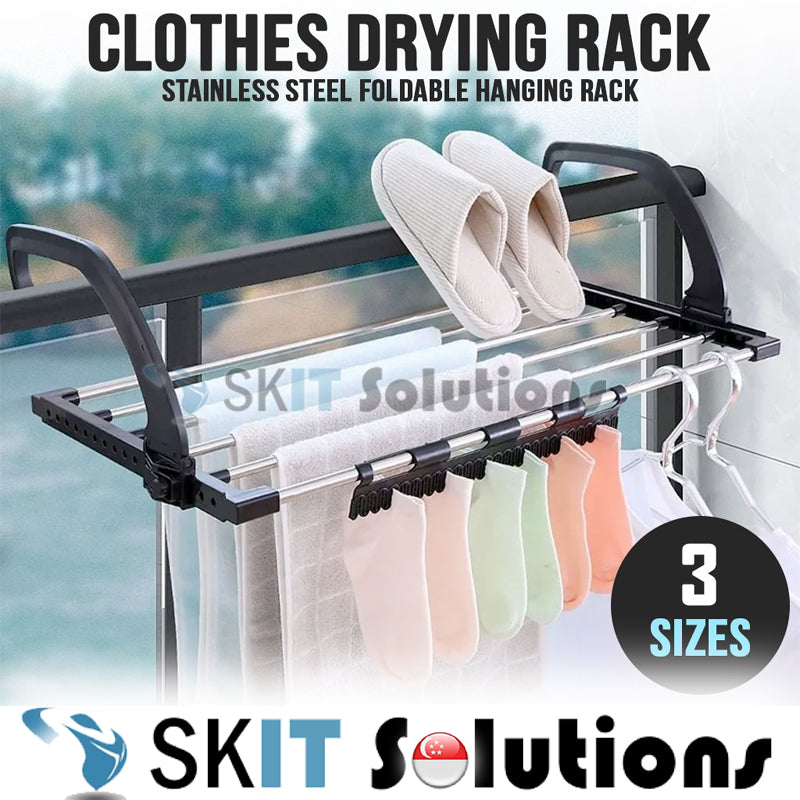 Foldable Stainless Steel Clothes Drying Rack Window Balcony Garment Ha ...
