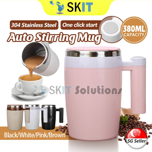 380ML Rechargeable Self-Stirring Mug 304 Stainless Steel Automatic Coffee Mixing Cup for Home Office