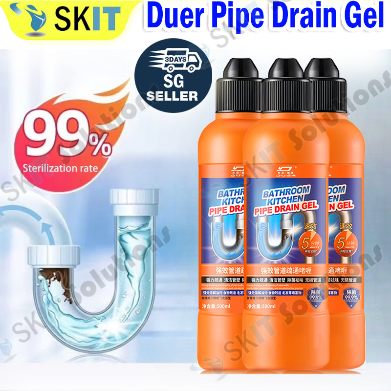 500ml Duer Pipe Dredge Gel Powerful Clog Remover for Toilet Kitchen Sewer Drain Cleaner Deodorizer