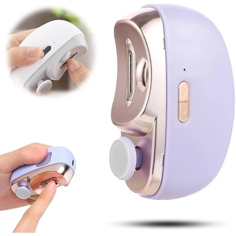 2in1 Electric Auto Nail Clipper Automatic Nail Trimmer Grinder Polisher Rechargeable LED Light Safe