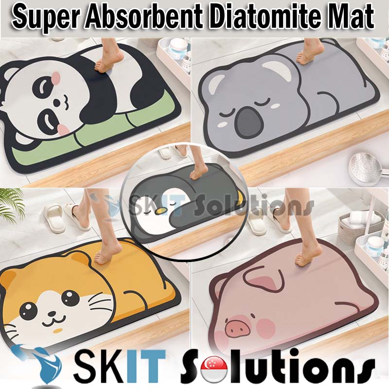 Cute Cartoon Super Absorbent Diatomite Floor Mat Bathroom Non-Slip Diatom Mud Floormat Soft Bath Room Mat Bedroom Toilet