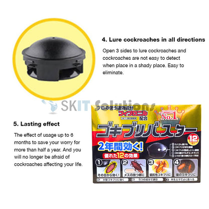 【Bundle of 3 Boxes】12pc/Box Japanese Original Cockroach Insect Bait Killer Catch Room Trap Repellent Insecticide Non-Toxic