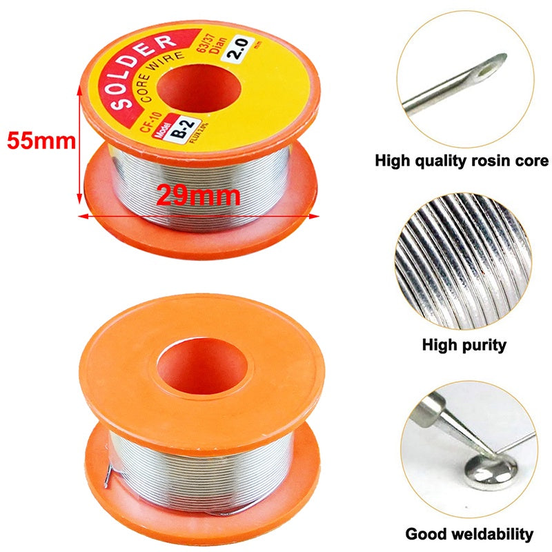 Tin Lead Rosin Core Soldering Solder Iron Wire Flux Reel 0.6/0.8/1MM 2.0% Welding Tool Repair PCB