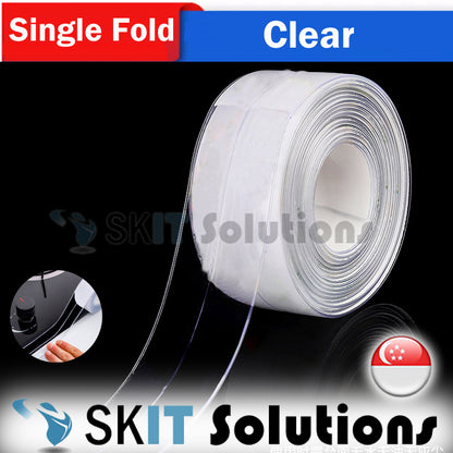 Upgraded Single / Double Fold Caulk Tape Self Adhesive Mildew Sealing Wonder Tape Sealant Sealer Strip for Kitchen Bathroom