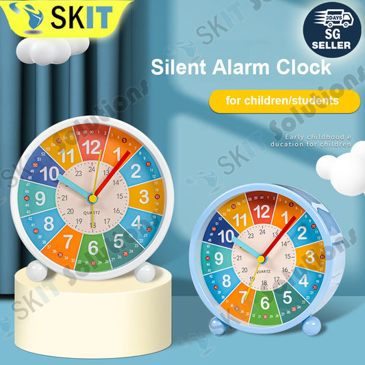 3.5 4.5 Inch Cute Silent Kids Educational Alarm Clock USB AA Battery Table Night Light Non-Ticking
