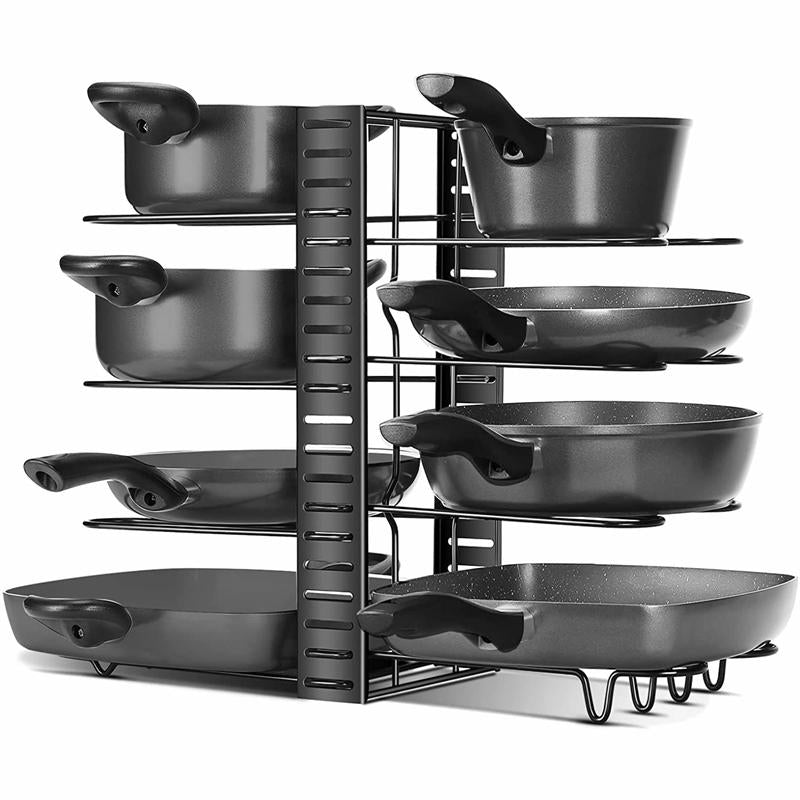 Adjustable Pots and Pans Organizer Rack Cabinet Pan Lid Holder Cupboard Pantry Storage Rack Kitchen Corner Shelf Shelve