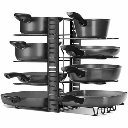 Adjustable Pots and Pans Organizer Rack Cabinet Pan Lid Holder Cupboard Pantry Storage Rack Kitchen Corner Shelf Shelve