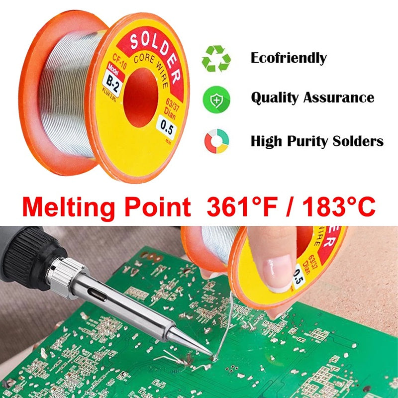 Tin Lead Rosin Core Soldering Solder Iron Wire Flux Reel 0.6/0.8/1MM 2.0% Welding Tool Repair PCB