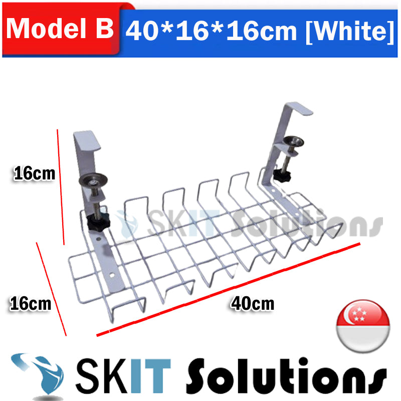 Under Desk Cable Organizer No Drill Clamp Wire Management Tray Extension Cord Charger Storage Rack