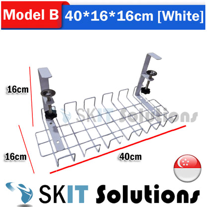 Under Desk Cable Organizer No Drill Clamp Wire Management Tray Extension Cord Charger Storage Rack