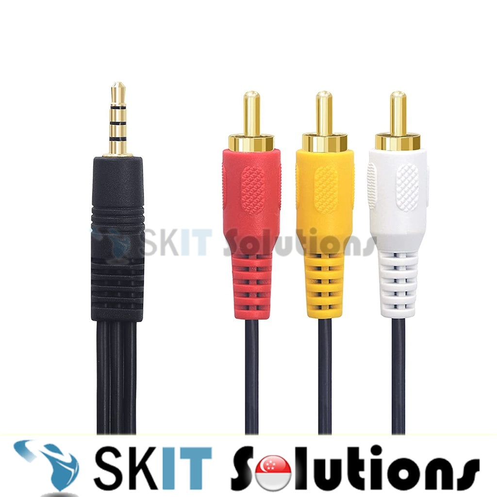 3 Rca 1.5m/3m/5m/10m 3.5mm Aux Male to 3 RCA 3RCA Male AV Cable Stereo Audio ...
