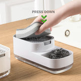 Upgraded 2in1 Dish Soap Dispenser Cleaning Ball Storage Box FREE Sponge Press Type Manual Kitchen Detergent Dispensing
