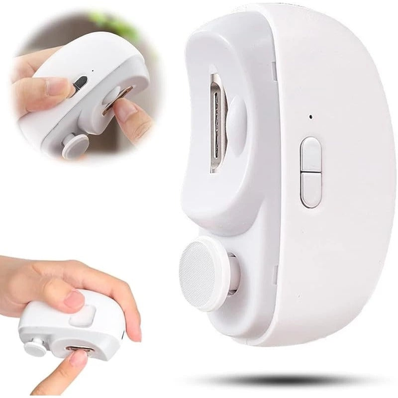 2in1 Electric Auto Nail Clipper Automatic Nail Trimmer Grinder Polisher Rechargeable LED Light Safe