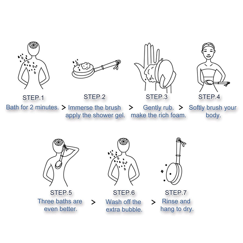 Long Handle Bath Brush Soft Bristles Back Scrubber Massage Shower Body Cleaning Exfoliating Tool