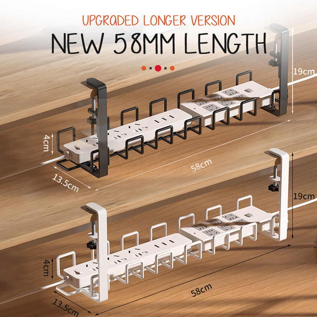 Under Desk Cable Organizer No Drill Clamp Wire Management Tray Extension Cord Charger Storage Rack