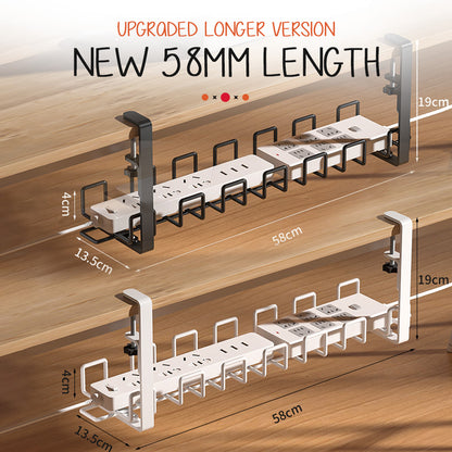 Under Desk Cable Organizer No Drill Clamp Wire Management Tray Extension Cord Charger Storage Rack