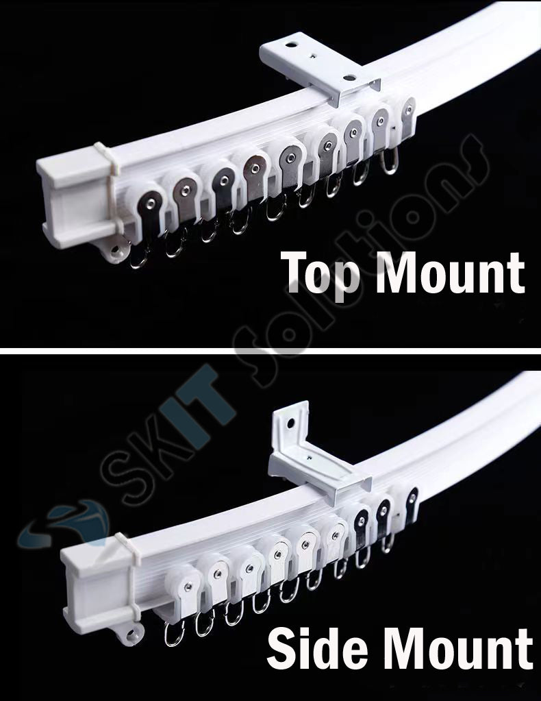 Flexible Curtain Track Rail Side/Top Mount Runner Gliders Bracket Bendable Plastic Rail Roller Mute