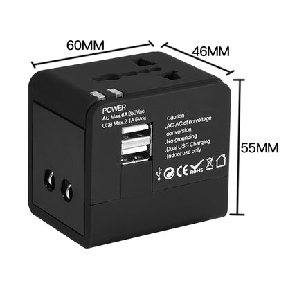 Global Universal Travel Adapter 2 USB Dual Port International Multi Plug 2.1A Fast Charge Charging Power Wall Charger