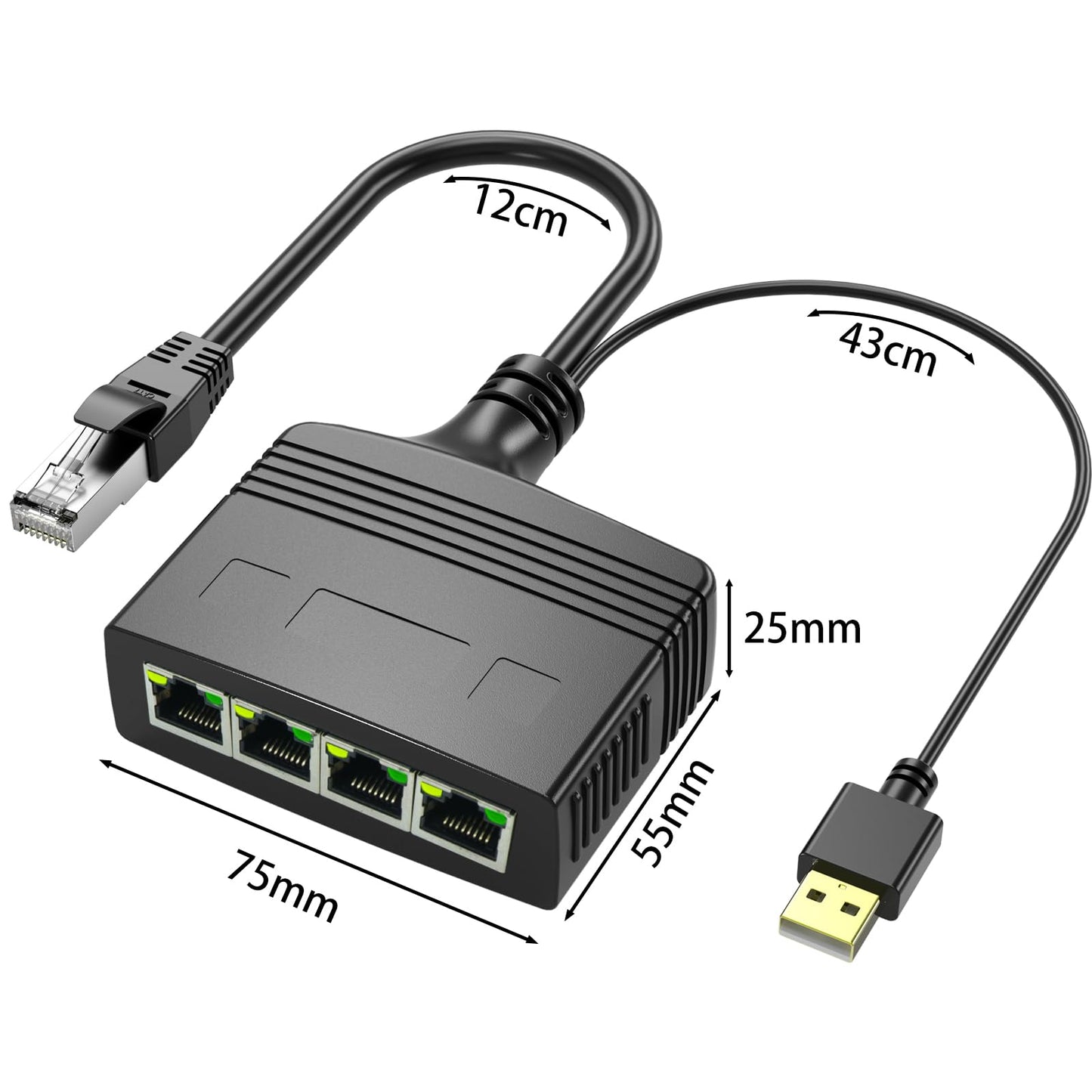 1 To 2/3/4 Port 1000 Mbps RJ45 Ethernet Splitter Adapter Gigabit LAN Network Expansion Multiple Devices Sharing Internet Same time