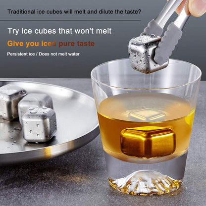 Rapid Cooling Stainless Steel Ice Cube 304 Reusable Set Kit Tongs Tray Beer Wine Whiskey Cocktail