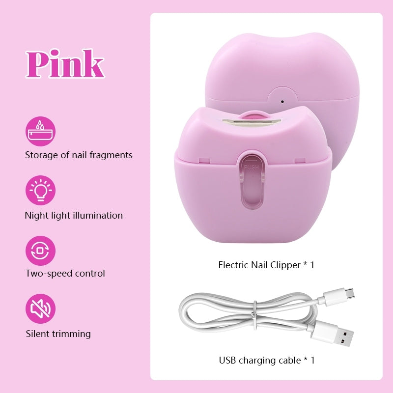 Electric Nail Clipper Rechargeable Trimmer with LED Light Safe Design for Baby Seniors Manicure