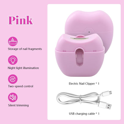 Electric Nail Clipper Rechargeable Trimmer with LED Light Safe Design for Baby Seniors Manicure