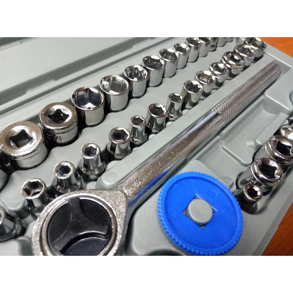 40pcs Combination Socket Wrench Set 1/4 3/8 Ratchet Tool Box Spanner Sleeve Repair Kit Hand Tool Set