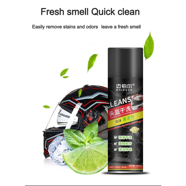 Helmet Deodorizer Foam Spray Cleaner 320ml Quick Cleaning Inner Tank Deodorant Free Washing Disinfectant for Riding Gear