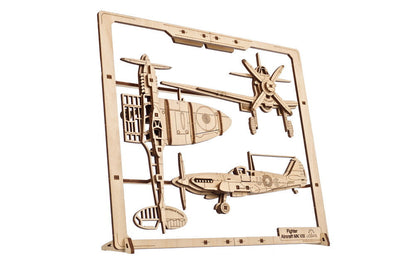 Ugears Fighter Aircraft 2.5D Mechanical Puzzle ★Mechanical 3D Puzzle Kit Model Toys Gift Present Birthday Xmas Christmas Kids Adults