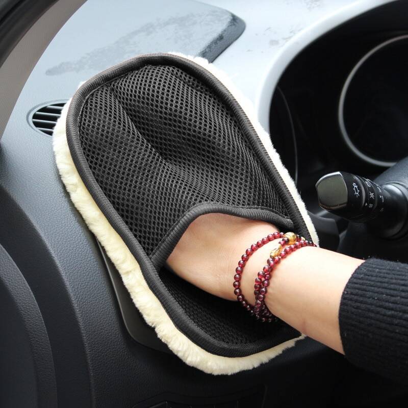 Car Wash Wool Gloves Thickened Fleece Cleaning Tool Brush Washer Towel Motorcycle Auto Care Supplies