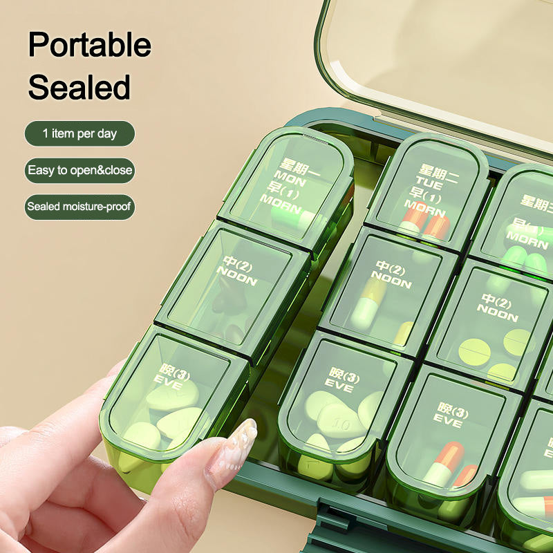 7/21/28 Grids Weekly Pill Organizer Portable Travel Box Medicine Case Large Capacity Daily Reminder