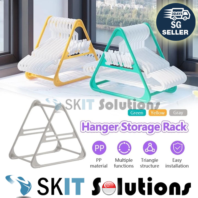 Plastic Hanger Storage Rack Triangle Clothes Organizer Tripod Stand PP Frame  for Home Balcony