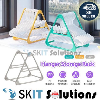 Plastic Hanger Storage Rack Triangle Clothes Organizer Tripod Stand PP Frame  for Home Balcony