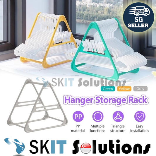 Plastic Hanger Storage Rack Triangle Clothes Organizer Tripod Stand PP Frame  for Home Balcony