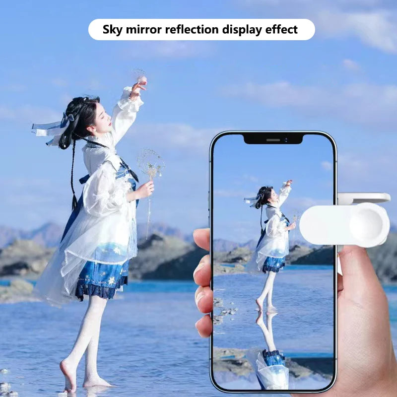 Reflective Mirror 2in1 Phone Rear Selfie Clip Phone Camera Photography Live Streaming Travel Tool