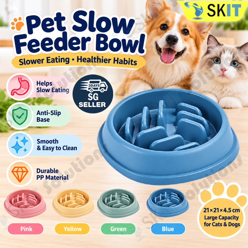 Pet Slow Feeder Bowl for Cats & Dogs