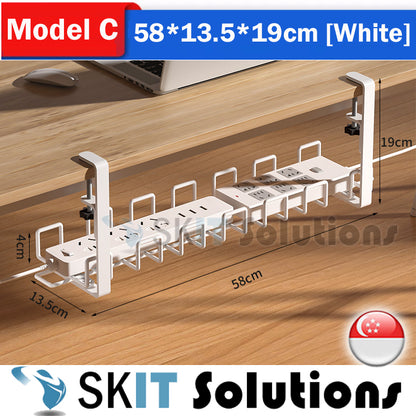 Under Desk Cable Organizer No Drill Clamp Wire Management Tray Extension Cord Charger Storage Rack