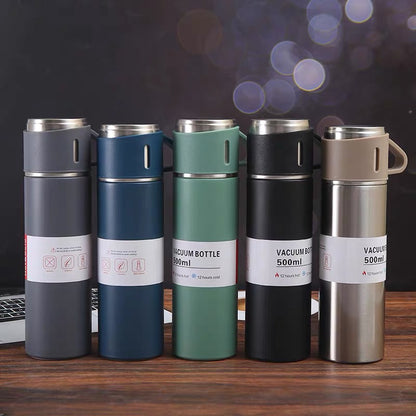 3in1 Thermal Flask Gift Set 500ml SUS304 Vacuum Insulated Water Bottle 3 Cups Christmas Corporate