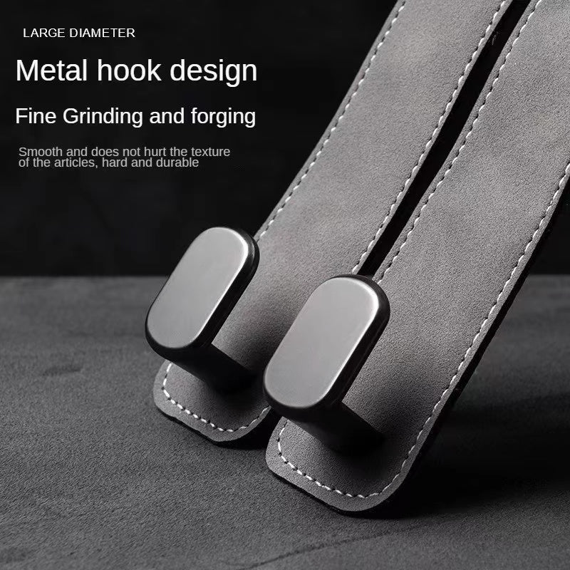 Suede Leather Metal Double Hook Bag Holder Hanger for Car Back Seat Headrest Interior Accessories