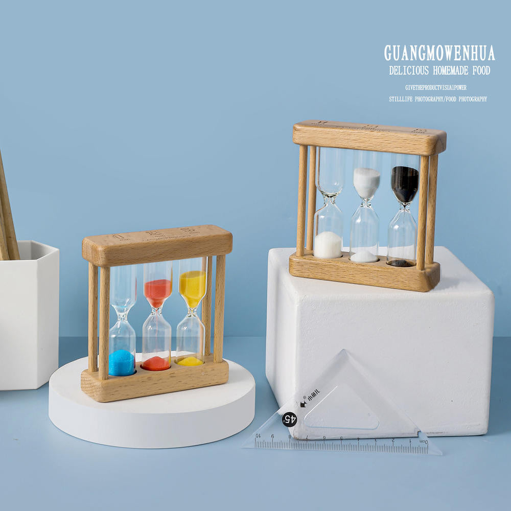 1/3/5Min Wooden Sand Glass Timer Hourglass 1 3 5 Minute Kitchen Study Desk Decor Gift Clock for Kids