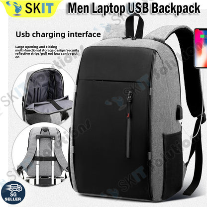 Men Laptop Backpack 15.6 Inch Waterproof Large Capacity USB Charging Casual Travel Bag Pack School