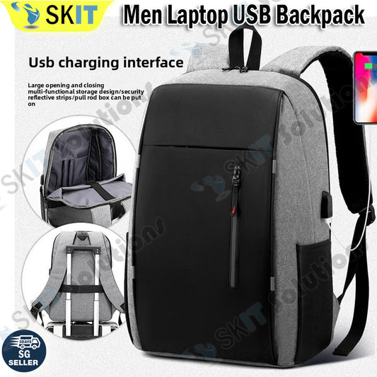 Men Laptop Backpack 15.6 Inch Waterproof Large Capacity USB Charging Casual Travel Bag Pack School